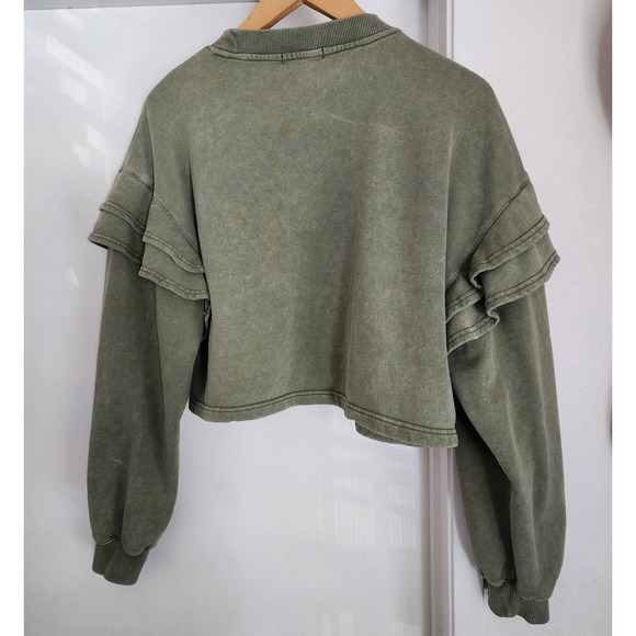 7 For All Mankind Womens Sweatshirt M Pullover Green - Picture 2 of 4